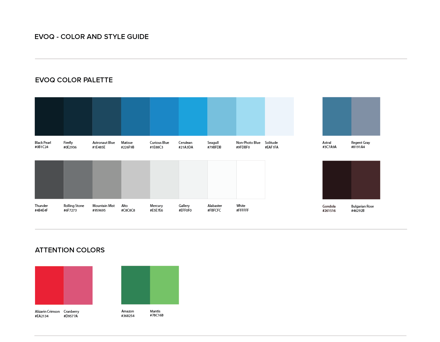 Persona Bar Style Guide - Evoq Color Palette