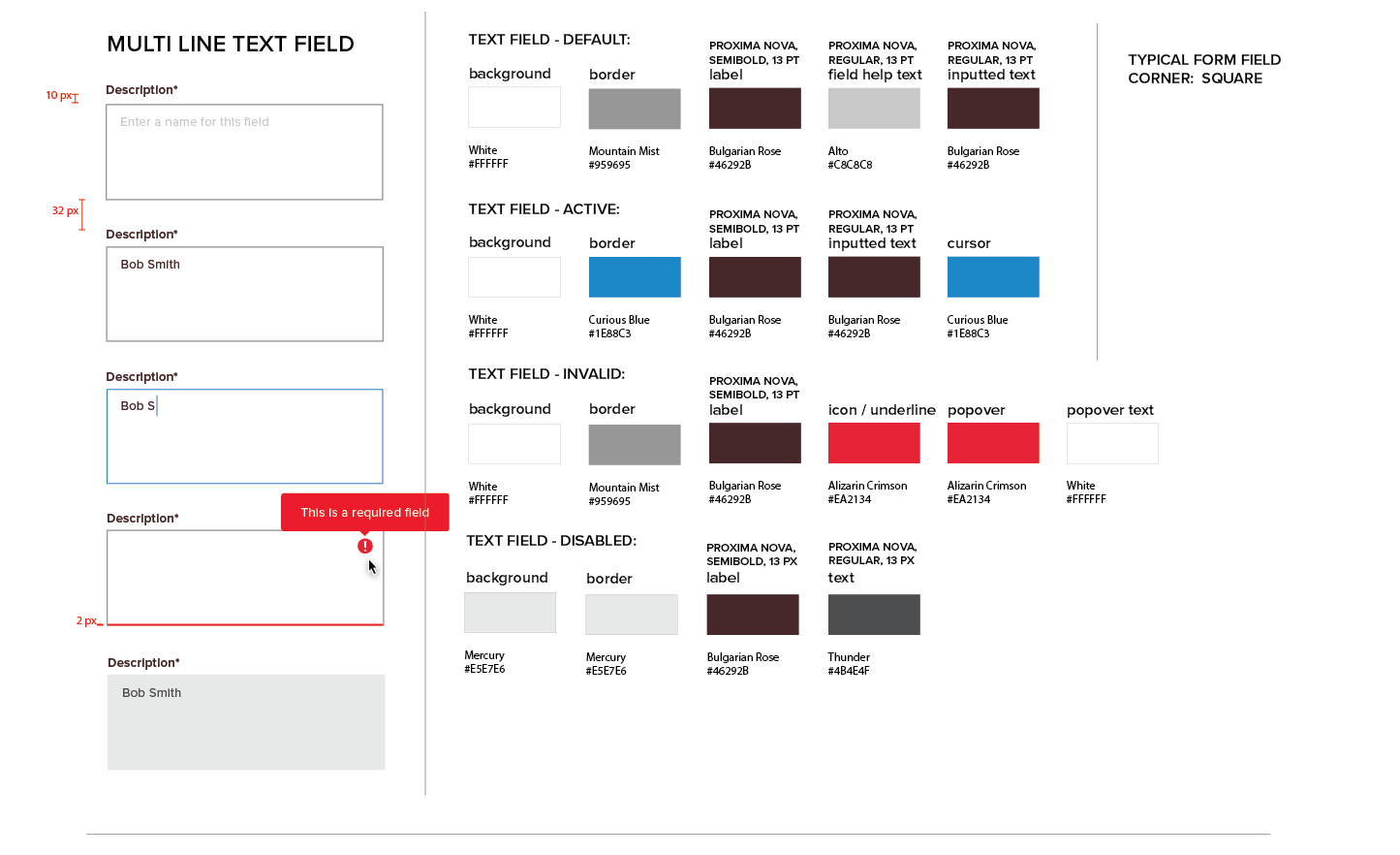 Persona Bar Style Guide - Multi-Line Text Field