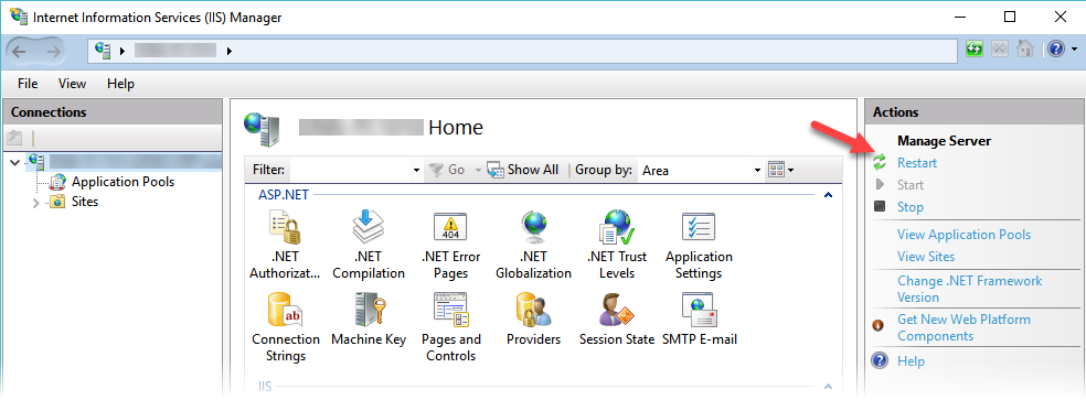 IIS Manager - Restart