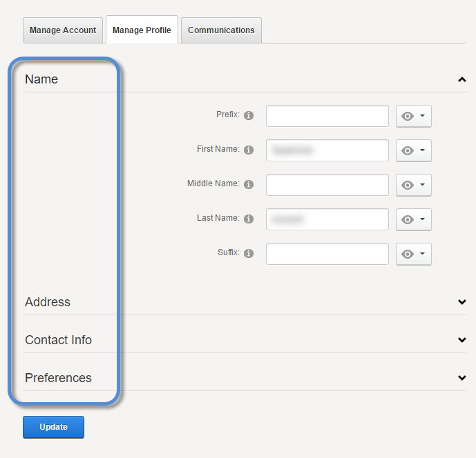 Property Categories in the user profile page