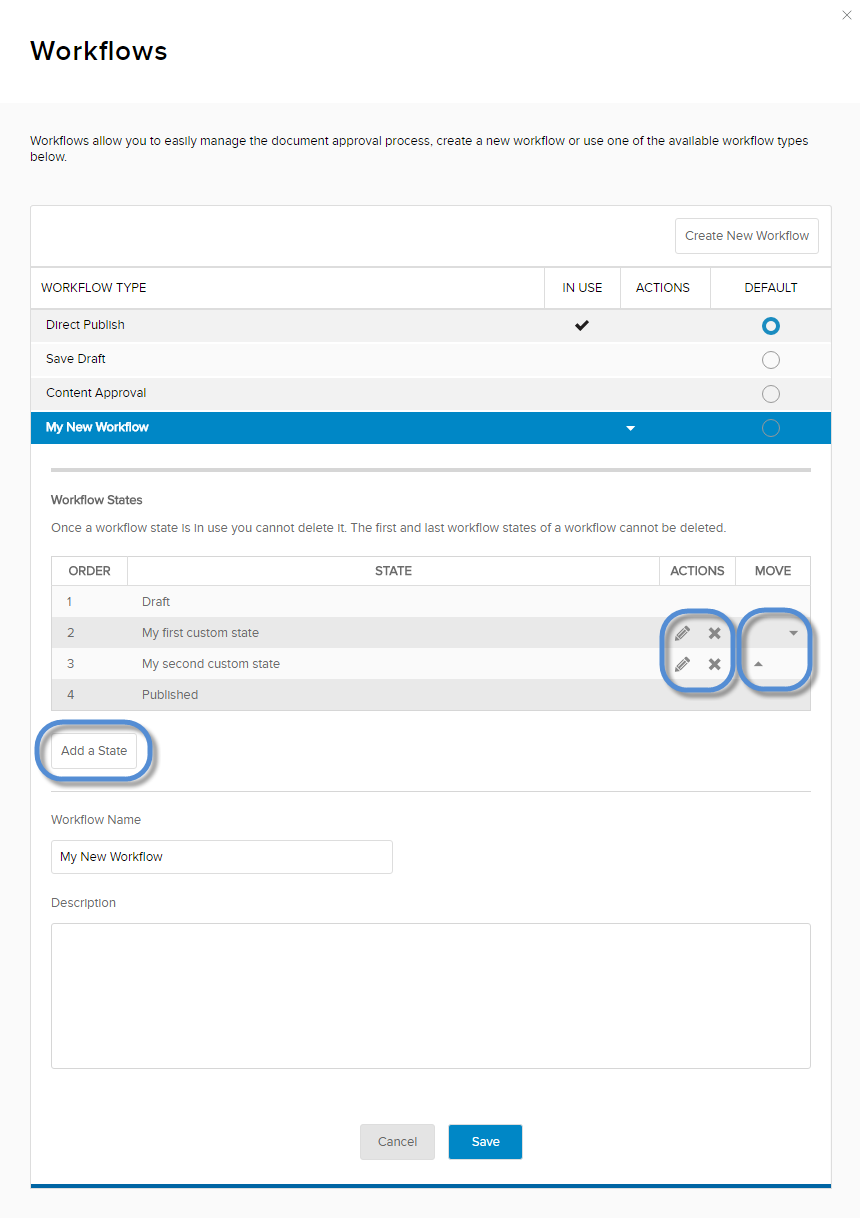 Workflow editing form