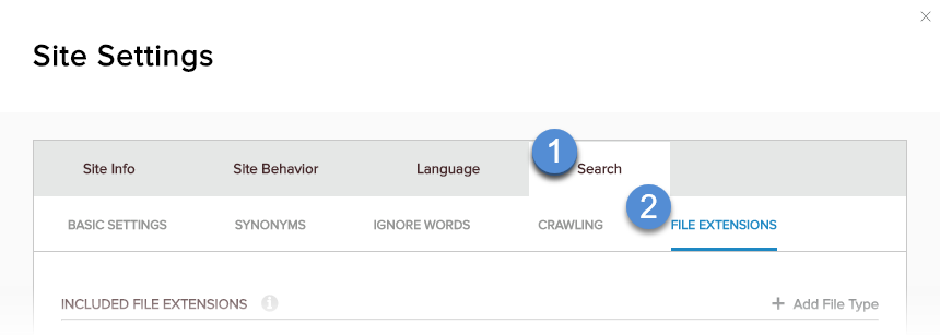Search > File Extensions