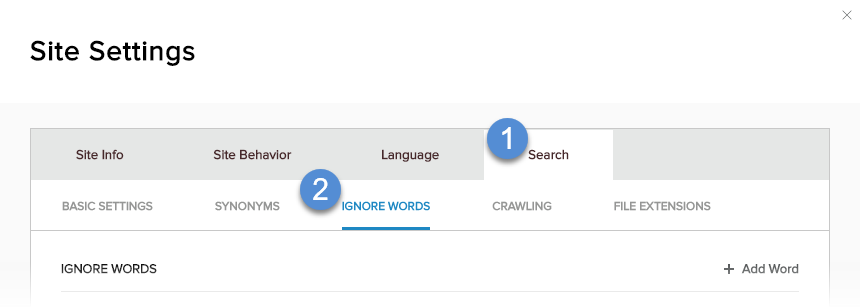 Search > Ignore Words
