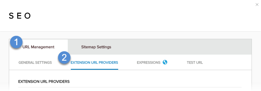 URL Management > Extension URL Providers