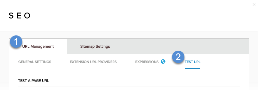 URL Management > Test URL