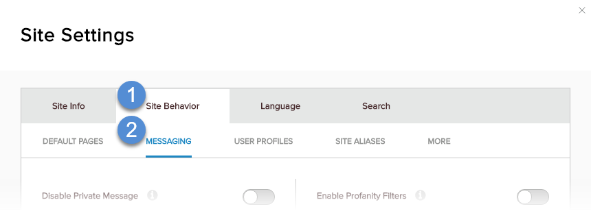 Site Behavior > Messaging
