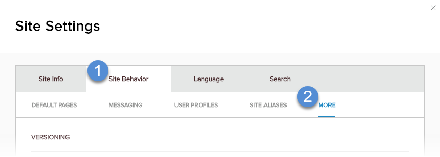 Site Behavior > More