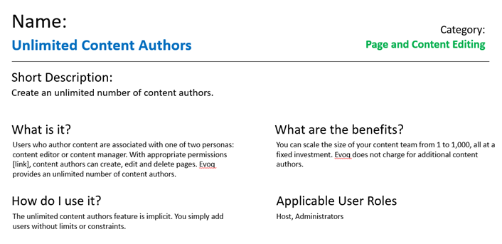 content structure for new product page