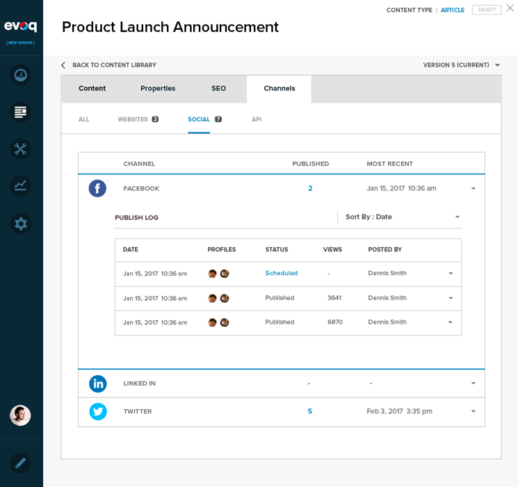 Evoq multi-channel content analytics