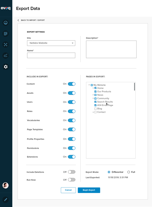 Evoq - site export
