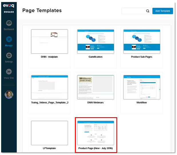page template for new product page