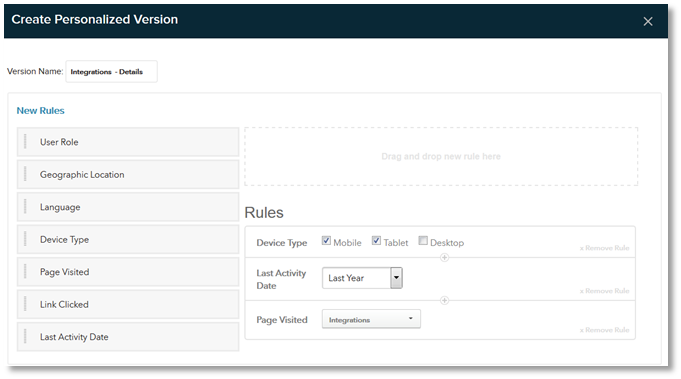 Evoq content personalization via combined rules