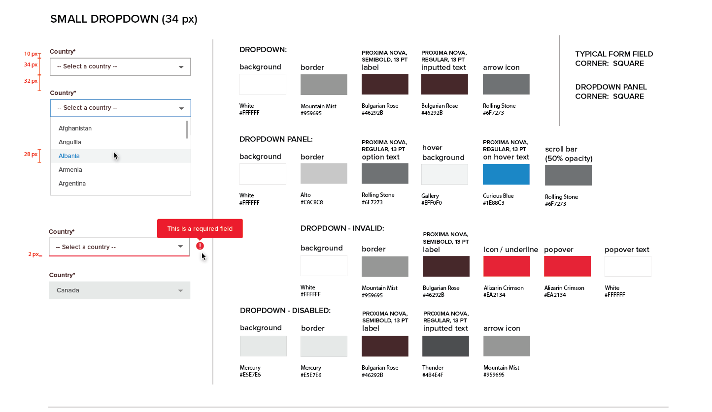 Persona Bar Style Guide - Small Dropdown