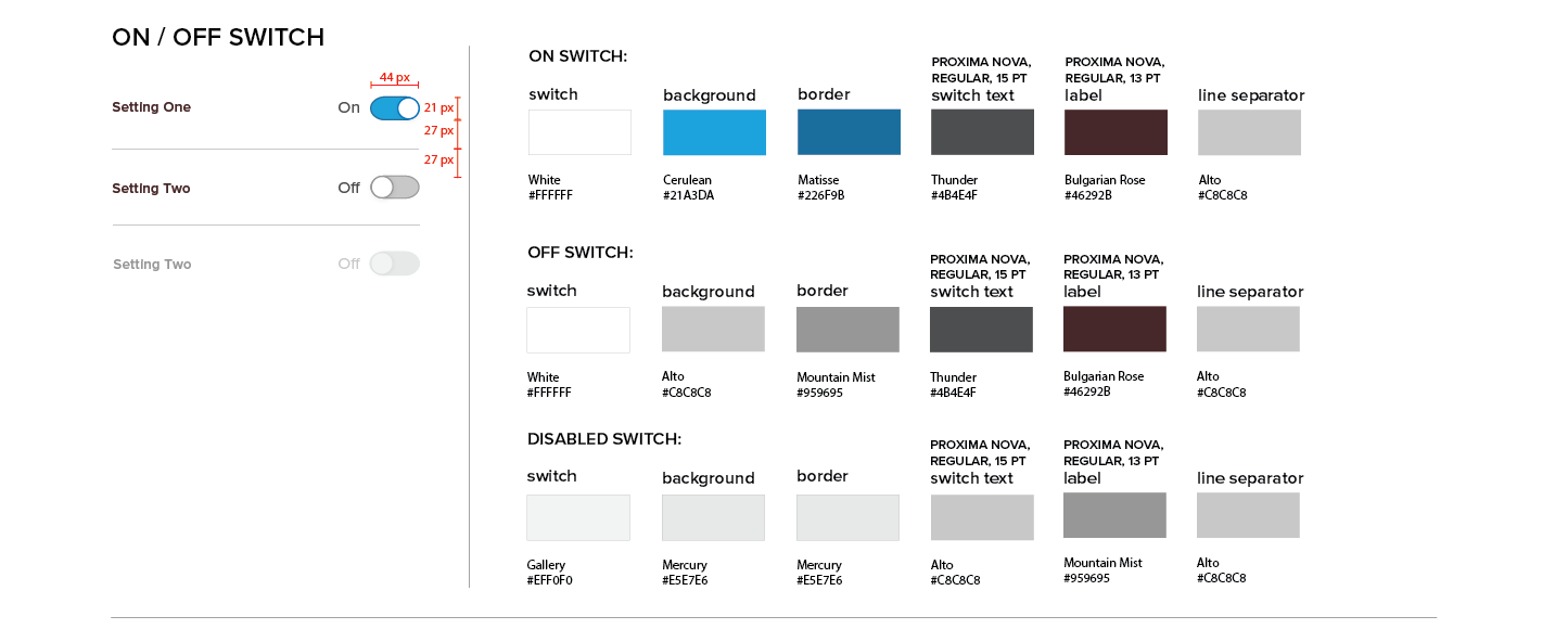 Persona Bar Style Guide - On / Off Switch