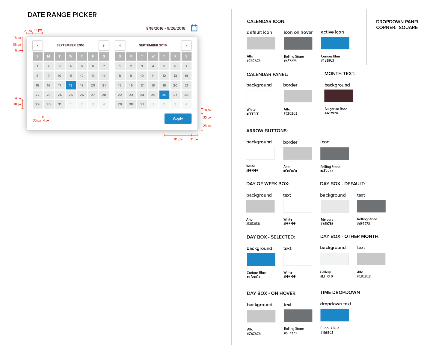 Persona Bar Style Guide - Date Range Picker