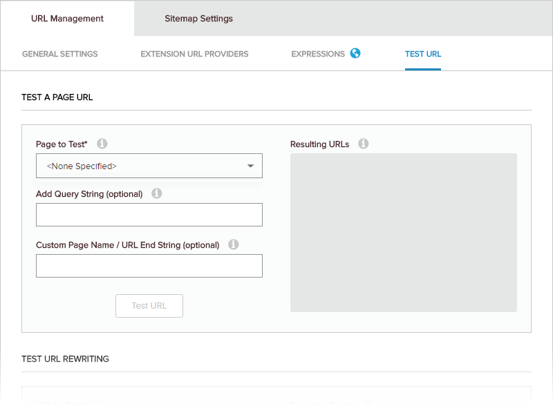 URL Management > Test URL