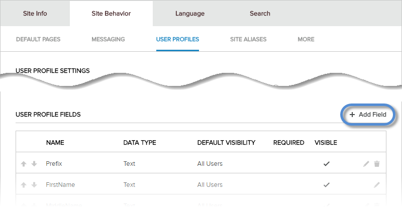 Site Settings > Site Behavior > User Profiles > User Profile Fields > Add