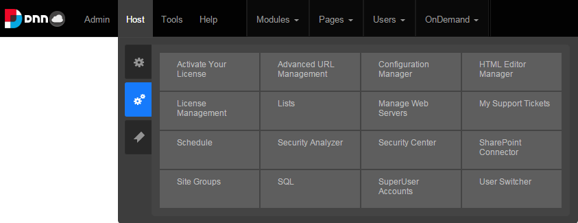 Old Control Panel/Bar menu - Host - Advanced