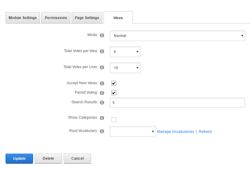 Module Settings — Ideas