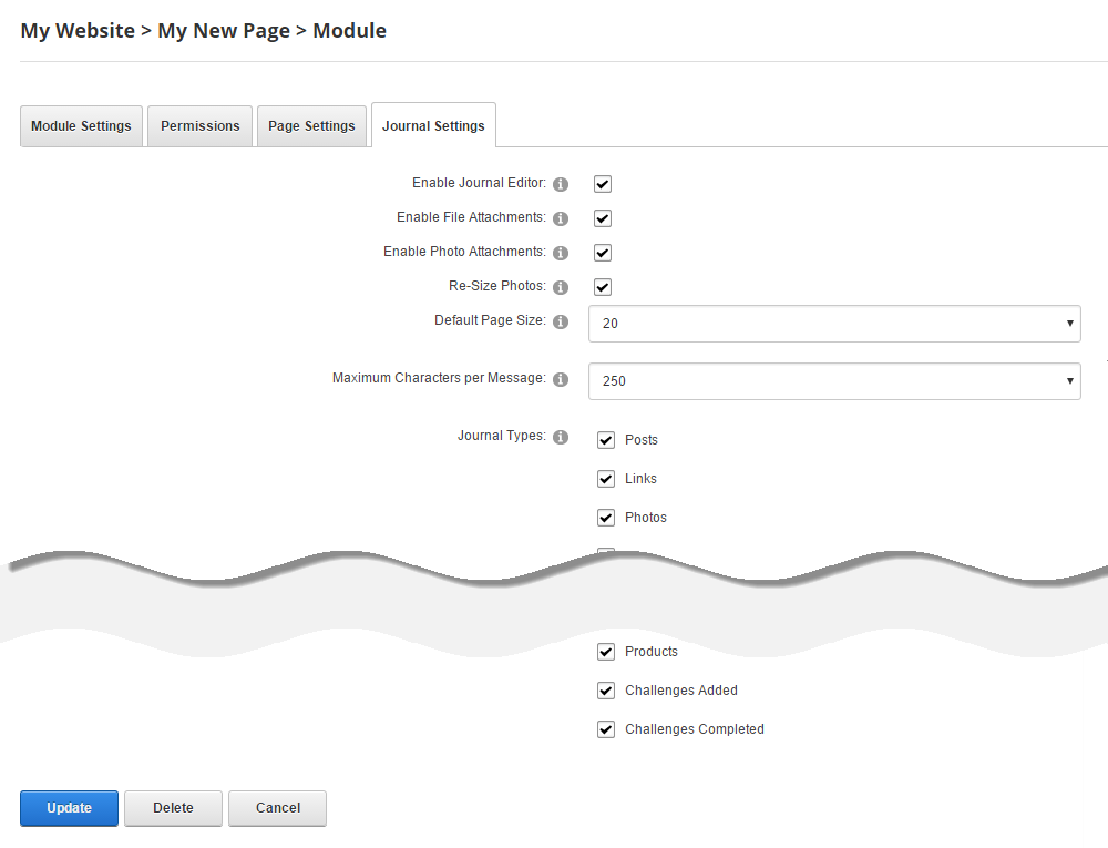 Module Settings — Journal