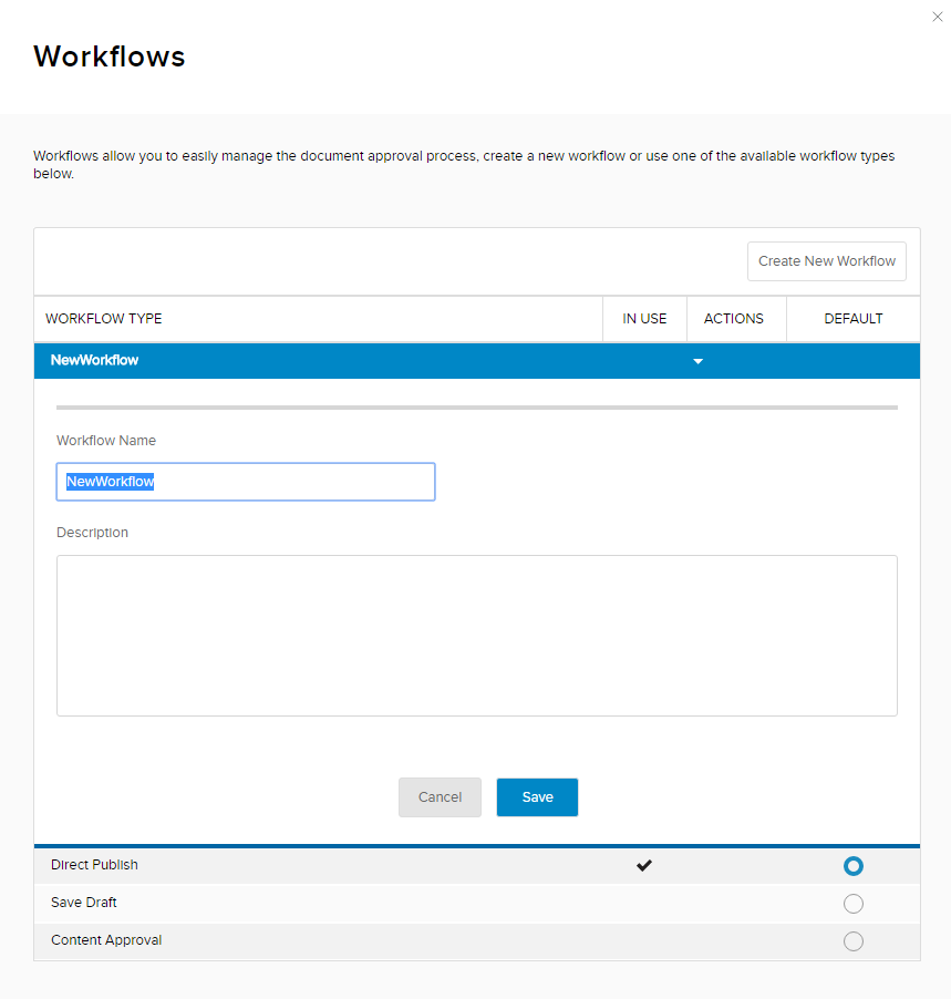 New Workflow form