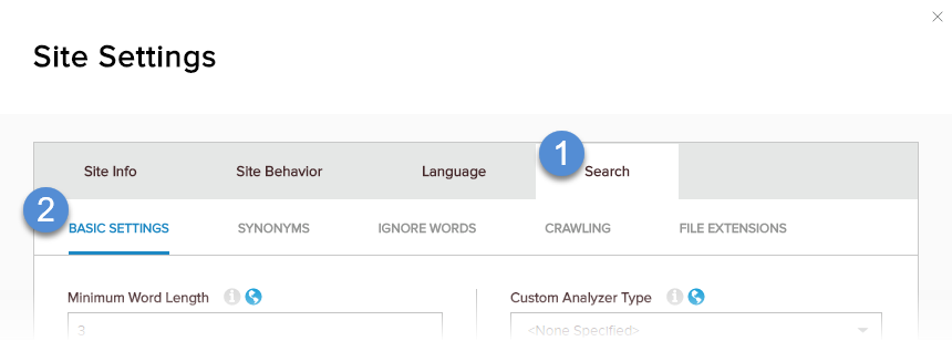 Search > Basic Settings